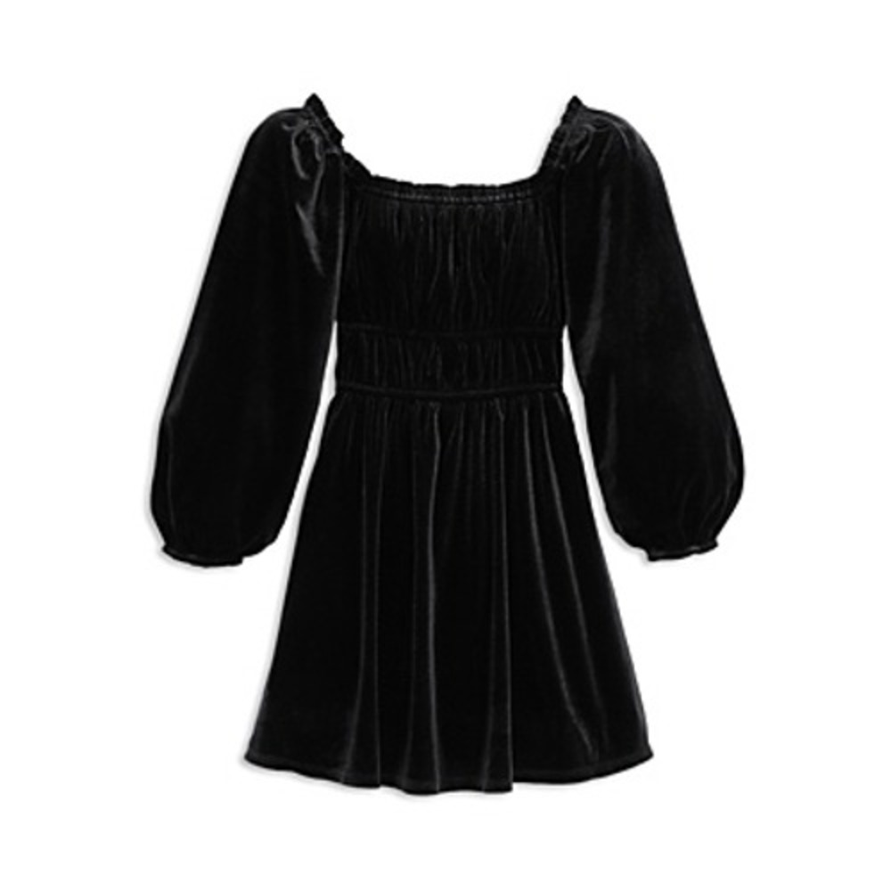 Aqua‎ Girls' Velvet Long Sleeved Dress - Black - Size M (8-10)